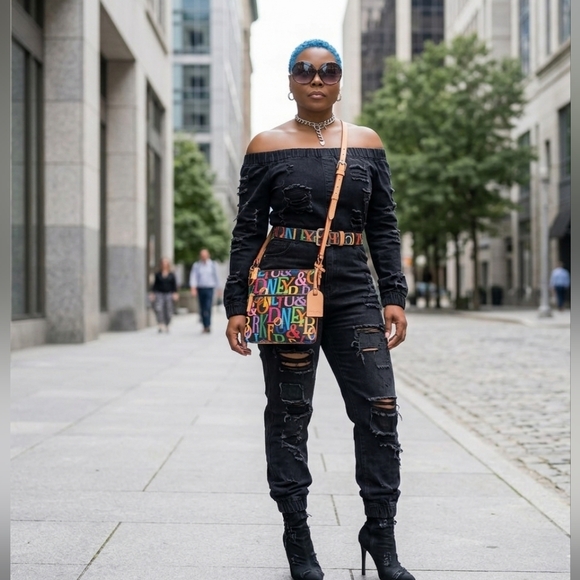 Dooney & Bourke Handbags - Dooney & Bourke Black Multi Colored-Print Crossbody Bag NWOT